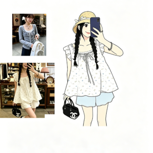 3: WM-H995     Square-neck, drawstring, floral print, cap-sleeve shorts set