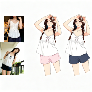5: WM-H974     Lace strappy shorts two-piece set