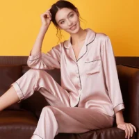 High Quality Outstanding Long Service Life Women's Luxury Satin 100% Silk Pajamas Set – Image 2